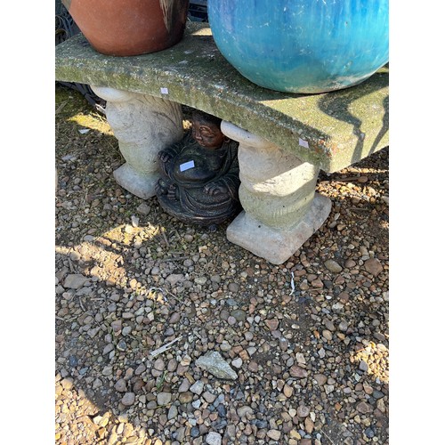 312 - CONCRETE CURVED BENCH SITTING ON A PAIR OF SQUIRRELS NICELY WEATHERED