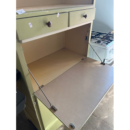 386 - RETRO LIME GREEN TALL KITCHEN CABINET