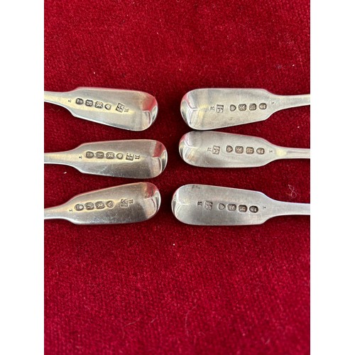 35 - SET OF 6 GEORGIAN SILVER FIDDLE PATTERN TEASPOONS LONDON 1823, BY WILLIAM ELEY & WILLIAM FEARN - 124... 