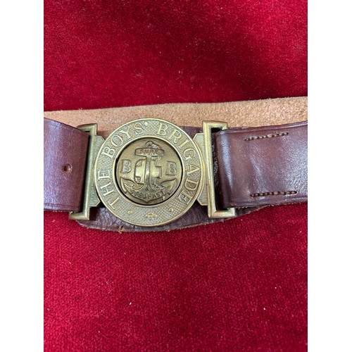 38 - VINTAGE BOYS BRIGADE LEATHER BELT WITH BRASS CLASP