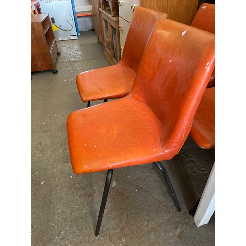 363 - SET OF 4 MID CENTURY BURNT ORANGE METAL FRAMED CHAIRS