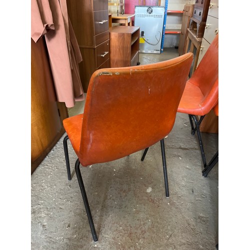 363 - SET OF 4 MID CENTURY BURNT ORANGE METAL FRAMED CHAIRS