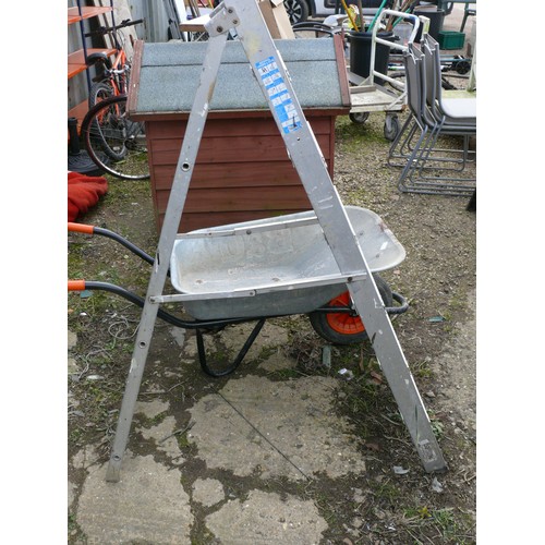 303D - 6 STEP ALUMINIUM STEP LADDER & A GALVANISED WHEEL BARROW