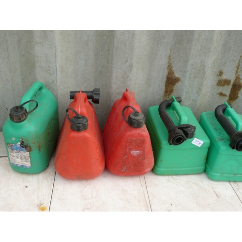 297A - 9 PETROL CANS, 5 HAVE POURING SPOUTS