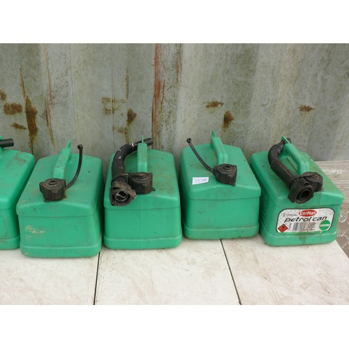 297A - 9 PETROL CANS, 5 HAVE POURING SPOUTS