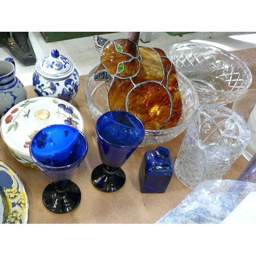 447 - COLLECTION OF CHINA AD GLASSWARE TO INCLUDE ROYAL WORCESTER EVESHAM TUREEN, BLUE AND WHITE GINGER JA... 