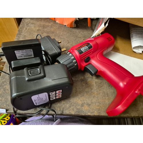 401A - A POWER DEVIL CORDLESS DRILL DRIVER PLUS A BLACK & DECKER SANDER AND A BLACK & DECKER DRILL