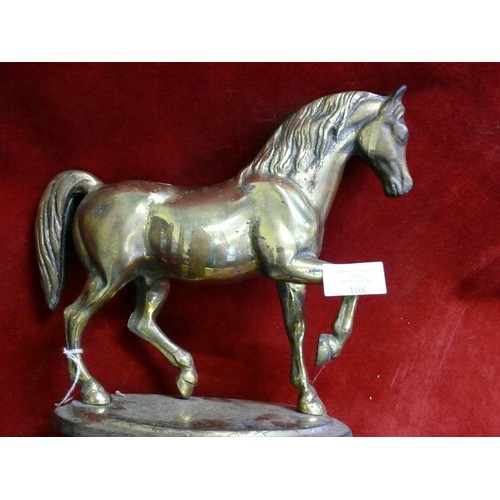 108 - LARGE HEAVY PRANCING BRASS HORSE