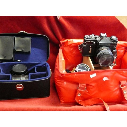 111 - ZENIT CAMERA PLUS A NUMBER OF VAIOUS LENSES