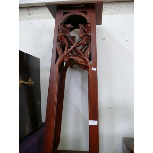 125 - TALL PLANT STAND WITH ART NOUVEAU FLORAL CARVING