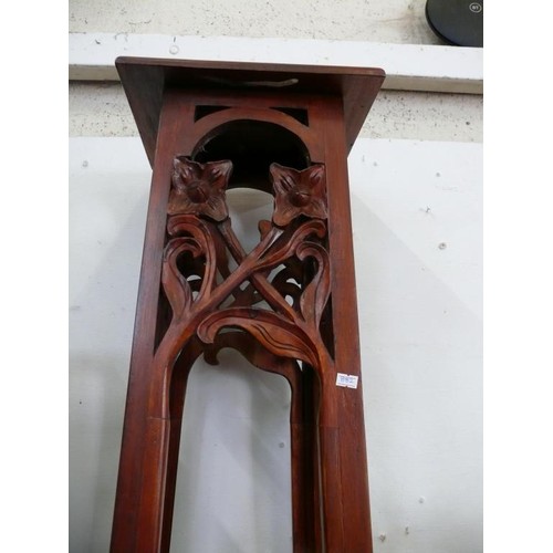 125 - TALL PLANT STAND WITH ART NOUVEAU FLORAL CARVING