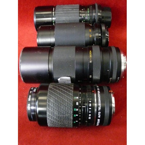 143 - SKYLIGHT (1B) HOYA, JAPAN, 1:4.5 F=100-200MM LENSE, PRAKTICAR AUTO TELECONVERTER 2X B M/T AND 2 OTHE... 