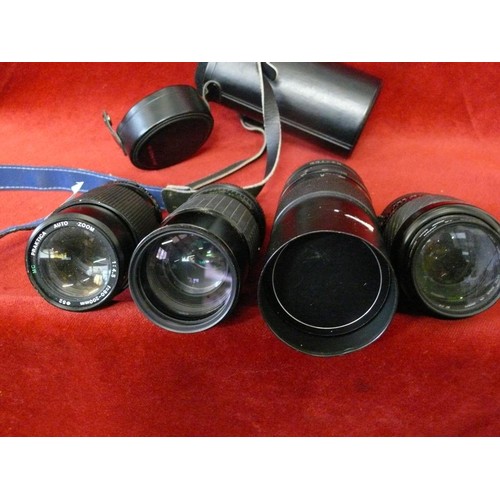143 - SKYLIGHT (1B) HOYA, JAPAN, 1:4.5 F=100-200MM LENSE, PRAKTICAR AUTO TELECONVERTER 2X B M/T AND 2 OTHE... 