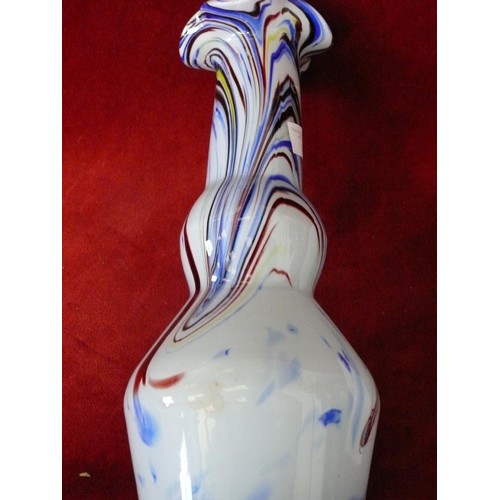 145 - TALL MURANO END OF DAYS VASE IN BLUE RED AND WHITE 13
