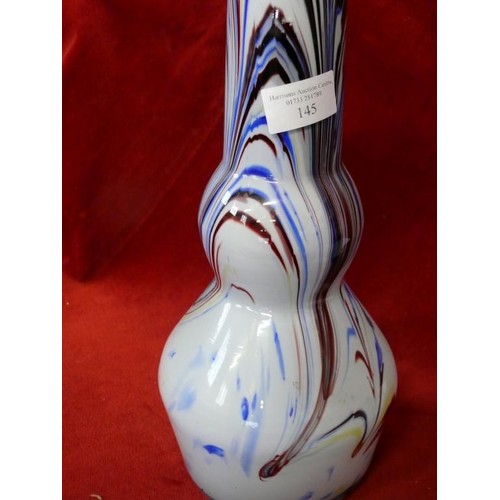 145 - TALL MURANO END OF DAYS VASE IN BLUE RED AND WHITE 13