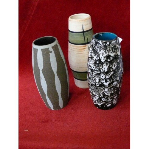146 - 3 X WEST GERMAN VASES, EACH APPROX 7