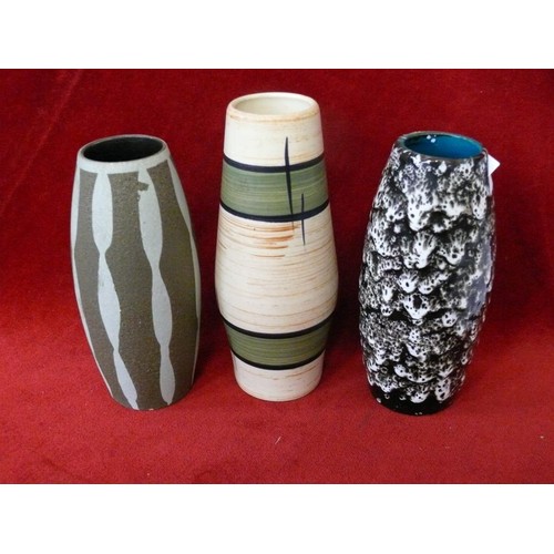146 - 3 X WEST GERMAN VASES, EACH APPROX 7