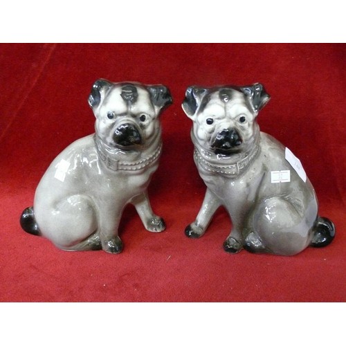 148 - PAIR OF CERAMIC VINTAGE PUGS, 8