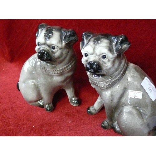 148 - PAIR OF CERAMIC VINTAGE PUGS, 8