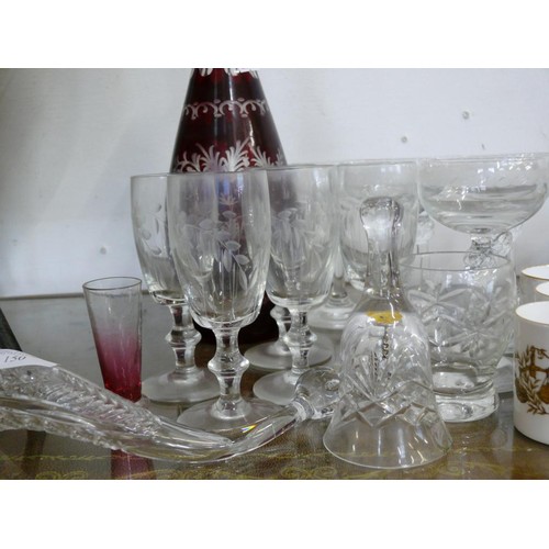 150 - NICE SELECTION OF GLASSWARE  INCLUDING  A GLASS HORN
