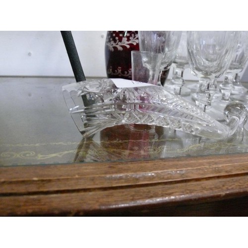 150 - NICE SELECTION OF GLASSWARE  INCLUDING  A GLASS HORN