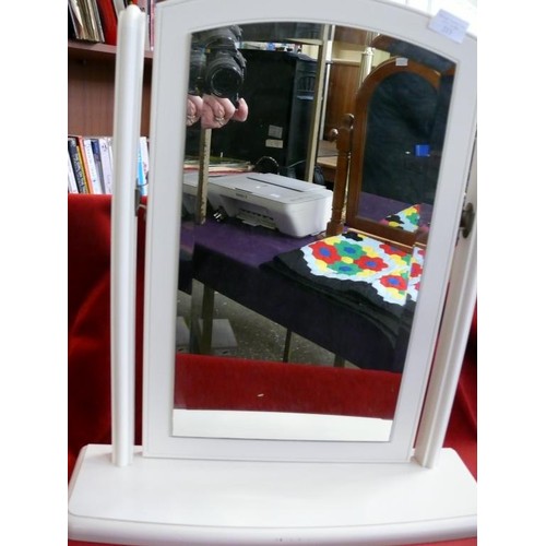 213 - WHITE PAINTED WOOD DRESSING TABLE MIRROR