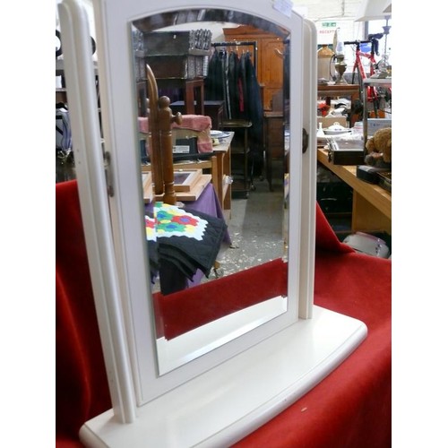 213 - WHITE PAINTED WOOD DRESSING TABLE MIRROR