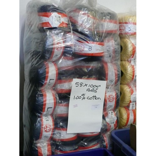 138 - 58  X 100G 100% COTTON,  WOOL,  BLACK COLOUR