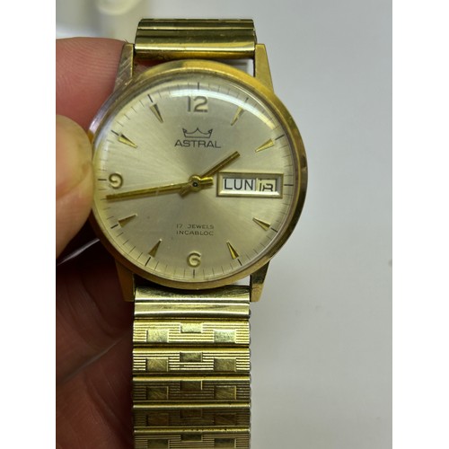 30 - AN ASTRAL AUTOMATIC 9CT GOLD GENTS WRIST WATCH 21 JEWELS PRESENTATION WATCH BACK PLATE ALONE WEIGHT ... 