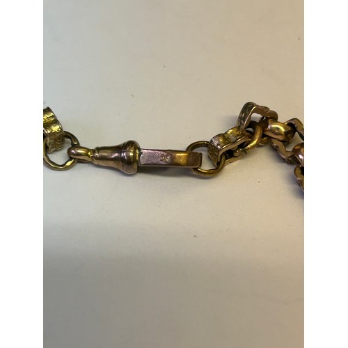 43 - A 9CT GOLD CHAIN MADE FROM FANCY LINKS 15 INCHES 18.30GR