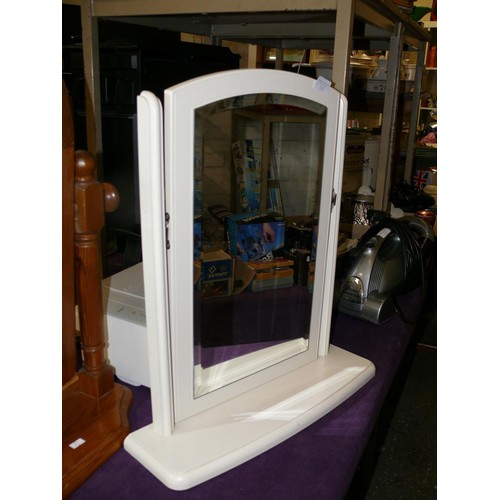 213 - WHITE PAINTED WOOD DRESSING TABLE MIRROR