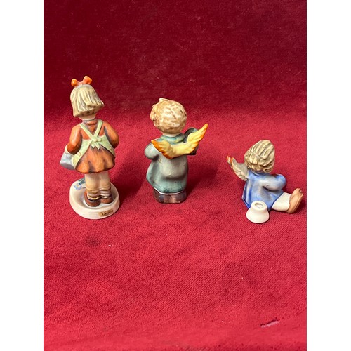 7 - 3 GOEBEL HUMMEL WEST GERMANY FIGURES - GIRL WITH WATERING CAN, ANGEL WITH LANTERN AND ANGEL WITH MUS... 