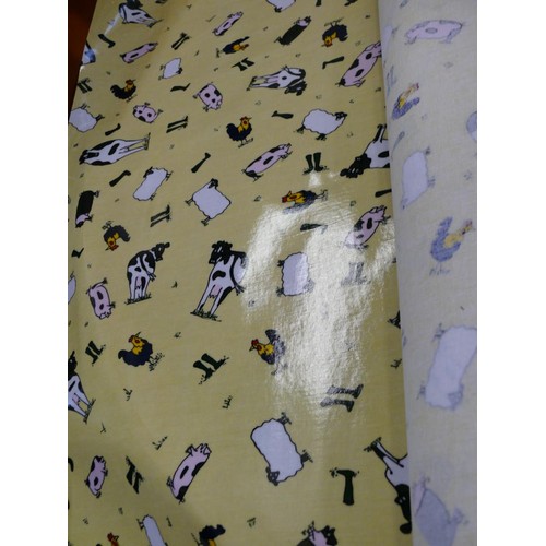 375 - LARGE PART ROLL OF VINYL FARMYARD ANIMAL FABRIC