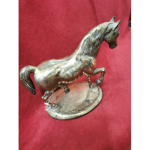 108 - LARGE HEAVY PRANCING BRASS HORSE