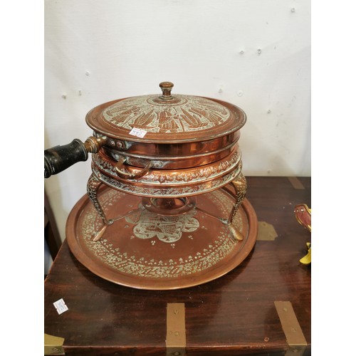 118 - MID CENTURY MIDDLE EASTERN COPPER FOOD WARMER AND PAN