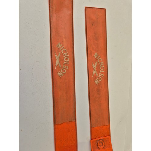 74A - an original box of vintage triangerlar various sizes files with handles made by nicholson file co of... 