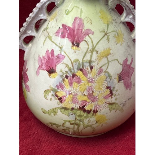 74 - PAIR OF ART NOUVEAU POTTERY VASES WITH PINK FLOWER   PATTERN BY CHELSEA ROYAL POTTERY BURSLEM STAFFS... 