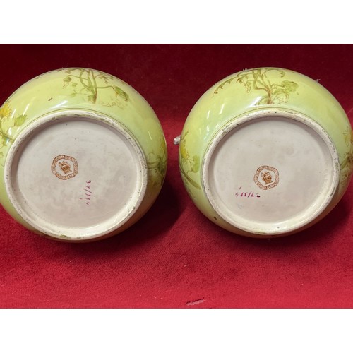 74 - PAIR OF ART NOUVEAU POTTERY VASES WITH PINK FLOWER   PATTERN BY CHELSEA ROYAL POTTERY BURSLEM STAFFS... 