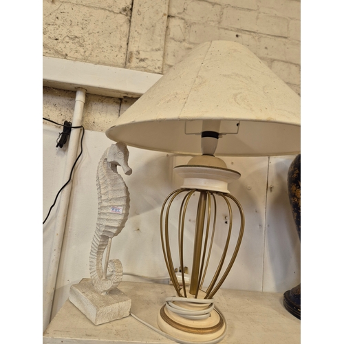 134 - LARGE TABLE LAMP, ANGLEPOISE STYLE LAMP AND A SEAHORSE