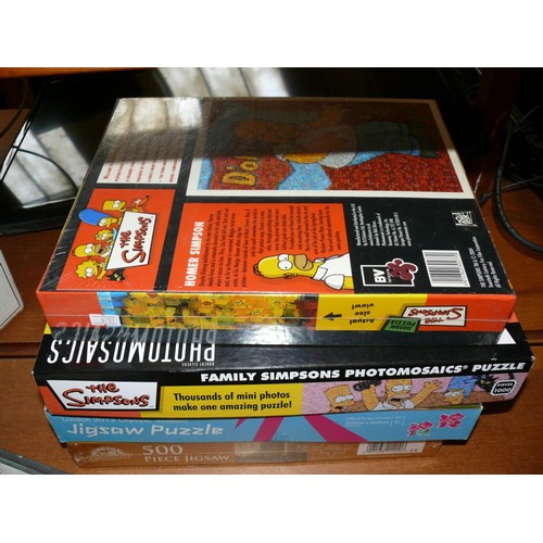 202 - VINTAGE WADDINGTONS MINE A MILLION BUSINESS GAME PLUS 2 SIMPSONS JIGSAWS (1 SEALED) AND 2 FURTHER JI... 