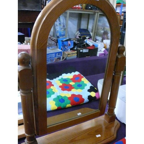 214 - PINE ARCH TOPPED DRESSING TABLE MIRROR