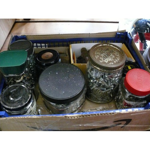 238 - ASSORTED JARS OF NUTS, BOLTS ETC