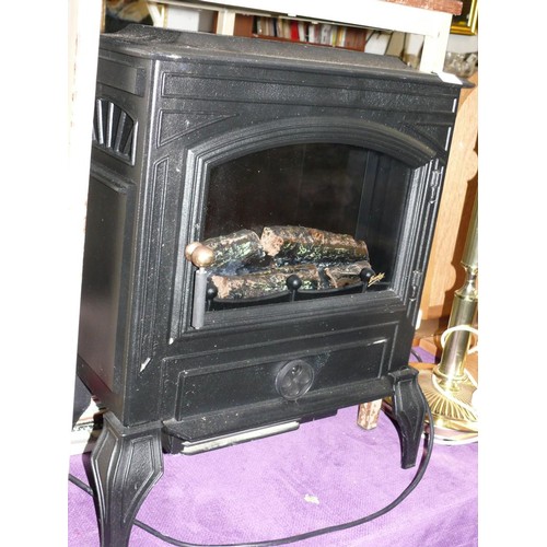 271 - BLACK METAL WOOD BURNING EFFECT GAS FIRE