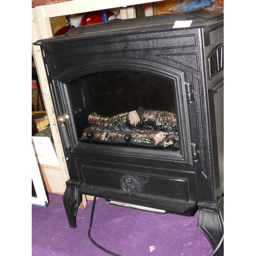 271 - BLACK METAL WOOD BURNING EFFECT GAS FIRE