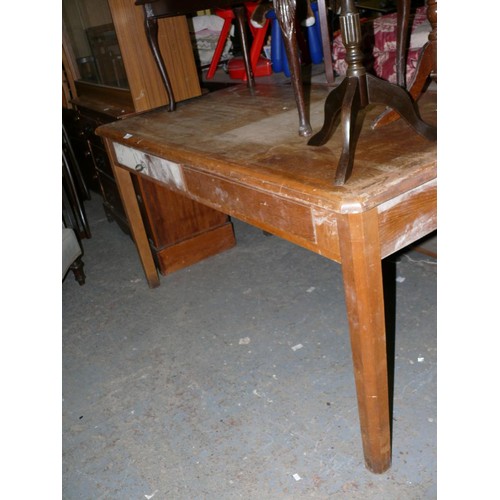 308 - MID CENTURY 2 DRAWER TABLE WITH REMOVABLE LEGS