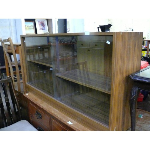 309 - LARGE RETRO DISPLAY CABINET WITH SLIDING GLASS DOORS