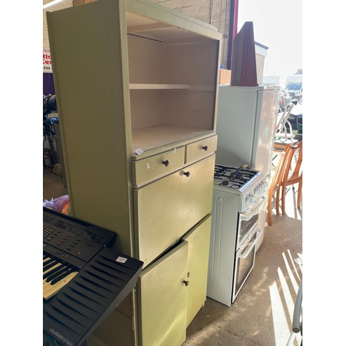 319 - RETRO LIME GREEN TALL KITCHEN CABINET