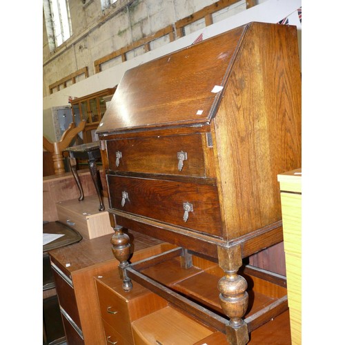 321 - VINTAGE OAK 2 DRAWER BUREAU