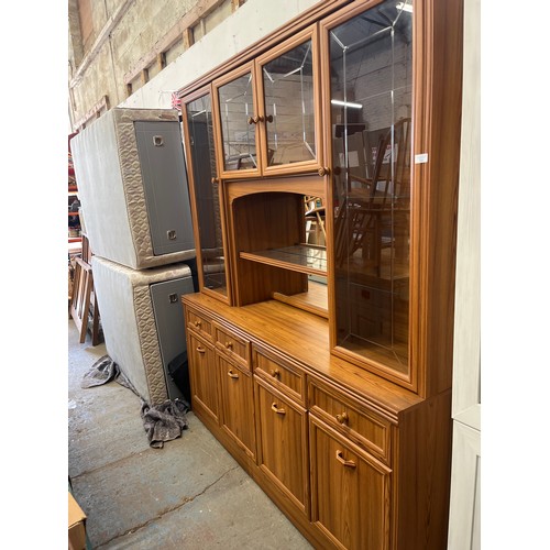 368 - VERY LARGE DISPLAY CABINET WITH GLAZED DOORS TO TOP AND CUPBOARDS AND DRAWERS BELOW