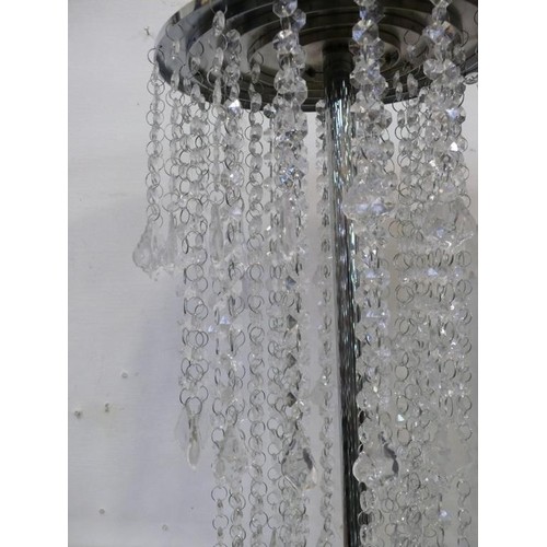 103 - PAIR OF HANGING CRYSTAL AND CHROME PLATED STANDS - 37